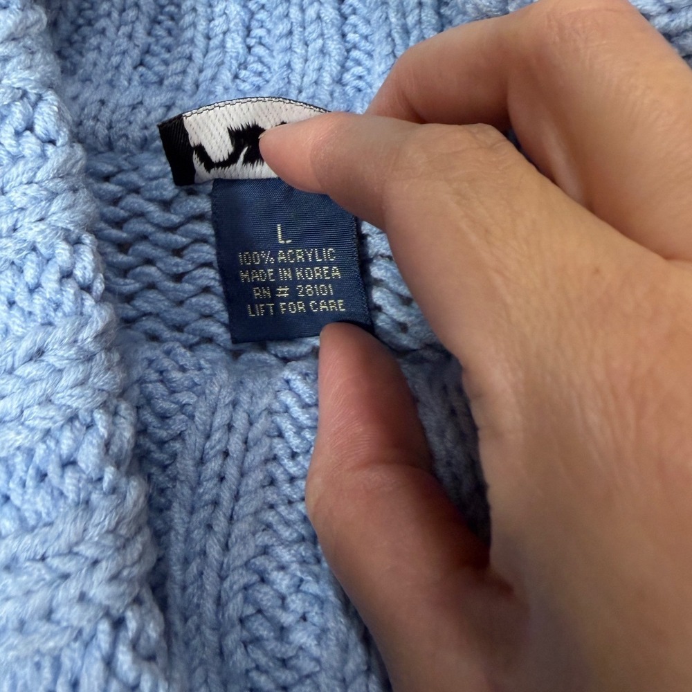 Vintage Rave Colorblock Turtleneck Sweater‎ Light Blue Knit Women's Size L - Picture 4 of 5